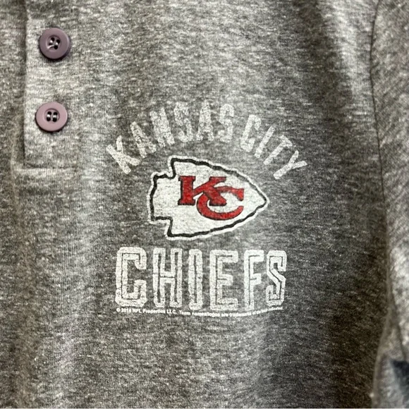 Junk Food Mens Kansas City Chiefs Henley Long Sleeve Tee in Gray, Size M - Picture 7 of 8